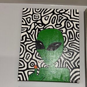 Abstract Green Alien Art Canvas